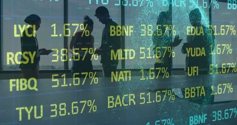 Financial Data Overlay with Business People Silhouette - Download Free Stock Images Pikwizard.com