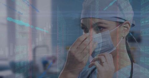 Caucasian Female Doctor Analyzing Medical Data Interface