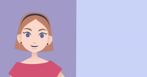 Animated Businesswoman Over Purple Background Concept