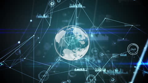 Virtual Network Connections Around Digital Globe