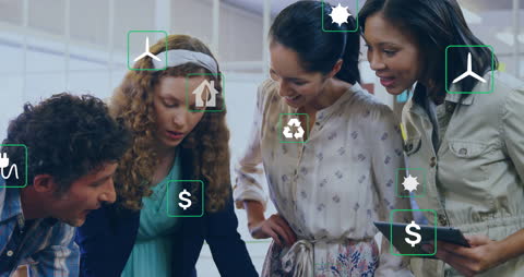 Diverse Business Team Collaborating on Eco-Friendly Project