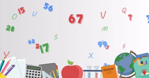 Education Symbols and Numbers with School Items on White - Download Free Stock Images Pikwizard.com
