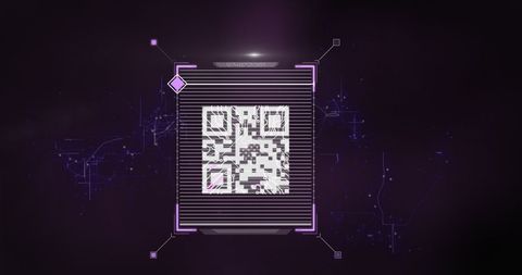 Digital Fingerprint QR Code with Purple Network Data Concept - Download Free Stock Images Pikwizard.com