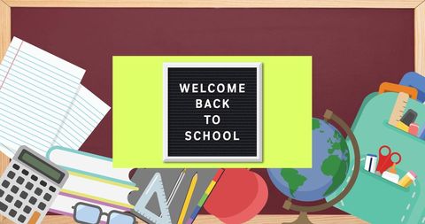 Welcome Back to School Concept with Supplies and Text - Download Free Stock Images Pikwizard.com