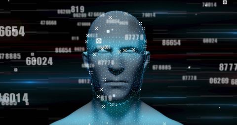Futuristic Digital Skull with Shifting Cyberspace Numbers - Download Free Stock Images Pikwizard.com