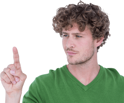 thoughtful bout considering point finger up gesture on transparent background - Download Free Stock Videos Pikwizard.com