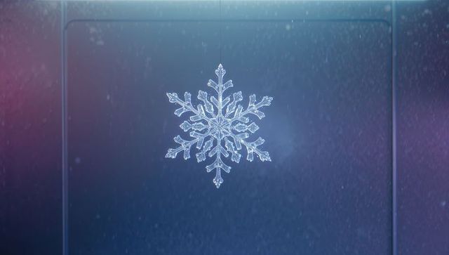 Intricate Snowflake Design Highlighting Frost Details Against Dark Background