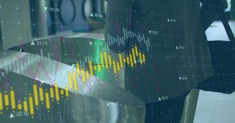 Digital Financial Data Overlaid on Business Environment - Download Free Stock Images Pikwizard.com