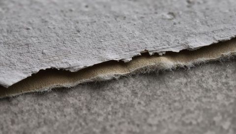 Torn paper layers revealing fibrous cardboard core and frayed edges macro texture still life