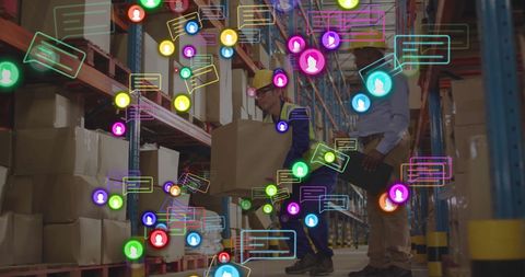 Digital Connections in Warehouse Logistics Concept