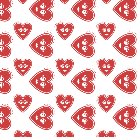 Heart pattern illustration on transparent background for love themes