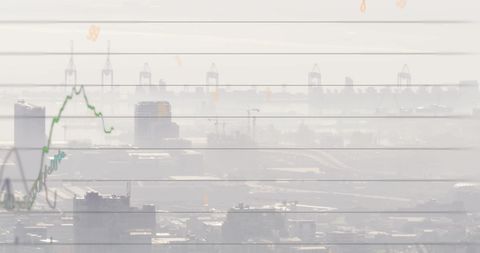 Financial Data Overlay on Cityscape Suggests Global Business Trends