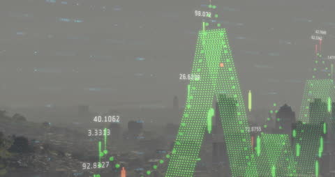 Digital Financial Analytics Overlay on Modern Skyline