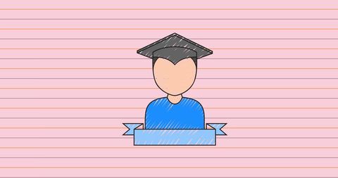 Minimalist Graduation Cartoon on Lined Background - Download Free Stock Images Pikwizard.com
