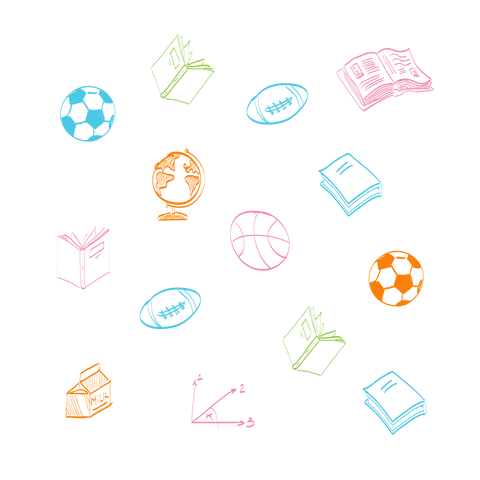 Colorful school symbols on transparent background vector illustration