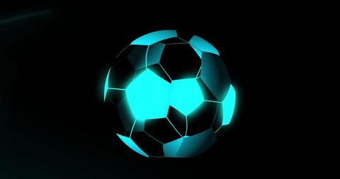 Futuristic Digital Glowing Football on Dark Background