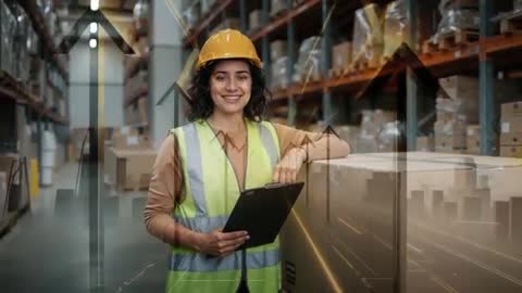 Warehouse Supervisor Analyzing Productivity Trends with Metrics