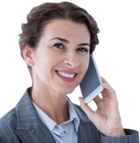 Transparent Smiling Businesswoman on Phone Full Portrait - Download Free Stock Videos Pikwizard.com