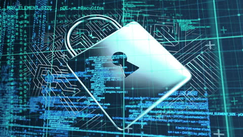 Glowing Padlock Representing Online Security and Data Processing