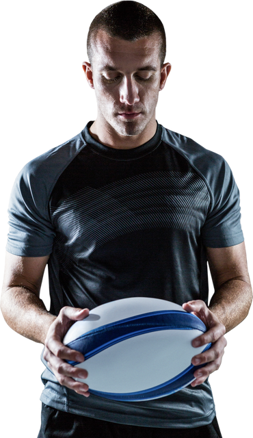 Serious Rugby Player Holding Ball on Transparent Background - Download Free Stock Videos Pikwizard.com