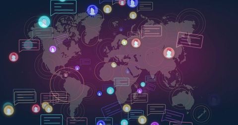 Global Virtual Network Interface with User Icons and Chat Bubbles