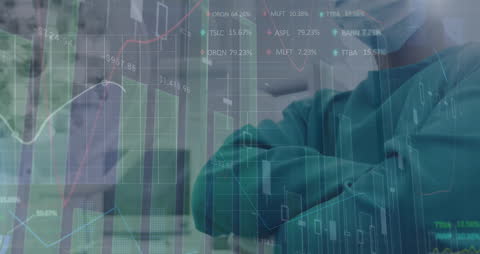 Surgeon and Financial Data Overlay Highlighting Medical Finance