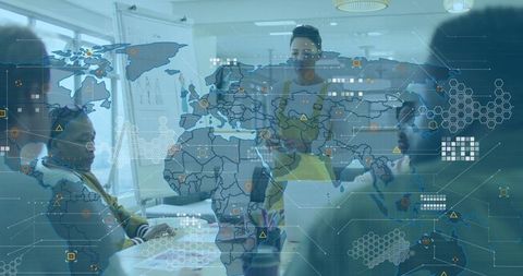 Mid career professional leading business strategy meeting