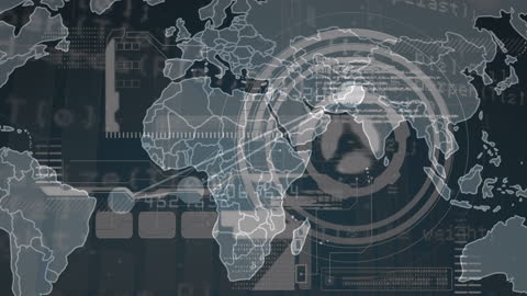 Futuristic Global Data Processing with Digital World Map