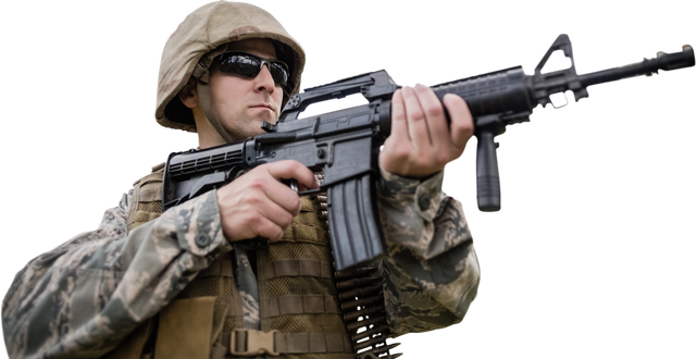 Transparent Military Soldier Aiming with Rifle - Download Free Stock Videos Pikwizard.com