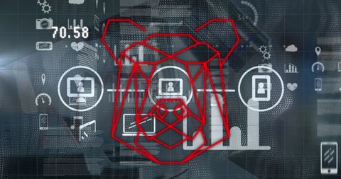 Abstract Digital Network with Bear Icon and Tech Data - Download Free Stock Images Pikwizard.com