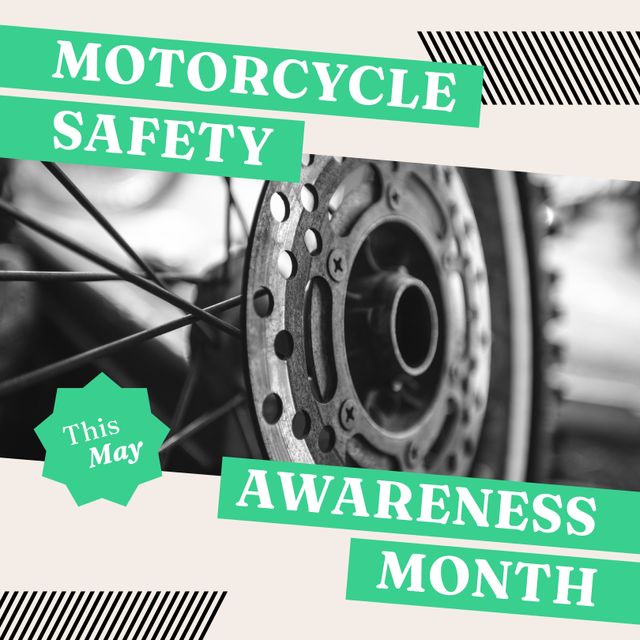 Composition of motorcycle safety awareness month text with close up of ...