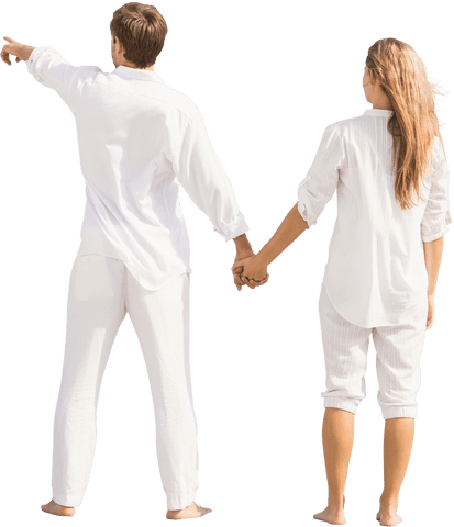 Caucasian Couple Holding Hands on Transparent Background