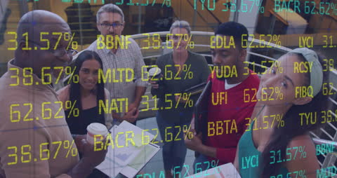 Business Team Collaborating Amid Financial Data Projections