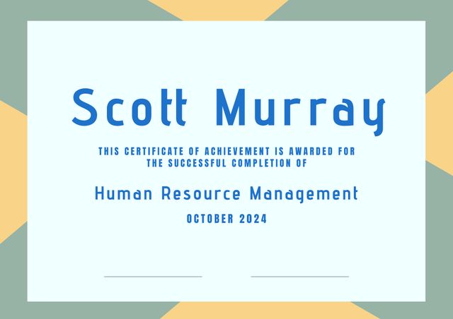 Ideal for celebrating educational and professional milestones in human resource management. Can be used for showing achievements on resumes, LinkedIn profiles, or office displays. Enhances the credibility of the individual in the field of human resources.