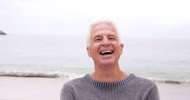 Senior Man Smiling Happily at Beach - Download Free Stock Images Pikwizard.com