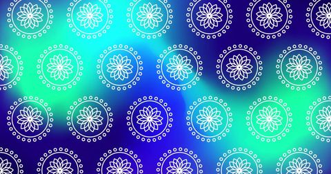 Abstract white geometric shapes on blue gradient background