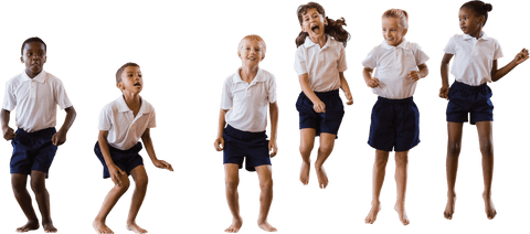 Joyful Students Jumping in Transparent Background School Activity
