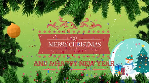 Festive Christmas and New Year Greeting Animation with Snow Globe