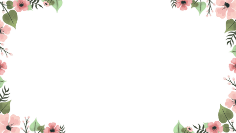 Romantic pink floral frame with transparent background