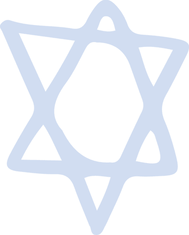 Abstract transparent six-pointed star with pastel blue lines