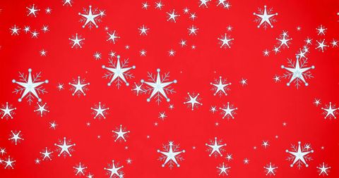 Falling White Snowflakes on Festive Red Background