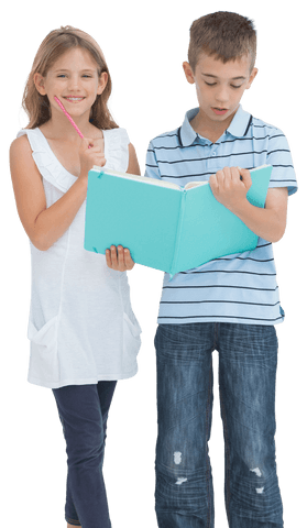 transparent background sibling students collaborating on reading assignment - Download Free Stock Videos Pikwizard.com