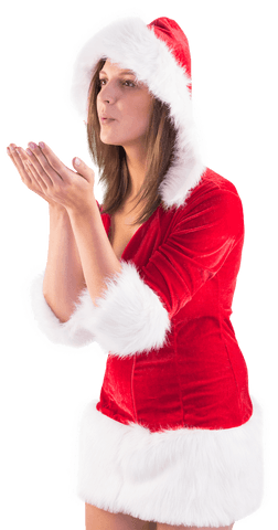 transparent background: woman in santa suit blowing a kiss - Download Free Stock Videos Pikwizard.com