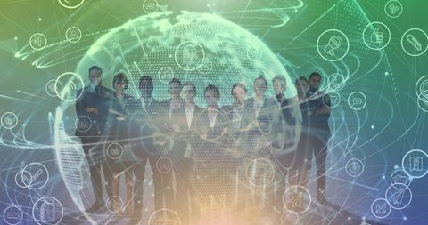 Global Business Team with Digital Network and Icons - Download Free Stock Images Pikwizard.com