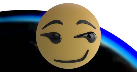 Cheeky Smiling Emoji on Abstract Background