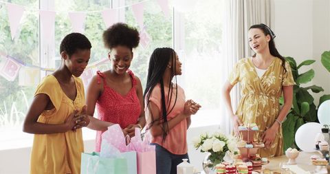 Diverse Women Celebrating Baby Shower with Joy