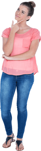 Transparent Background of Woman Contemplating Pose