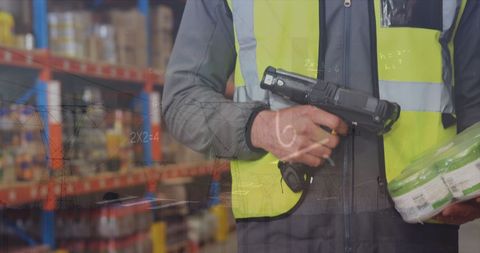 Warehouse stocktaking with barcode scanner overlay