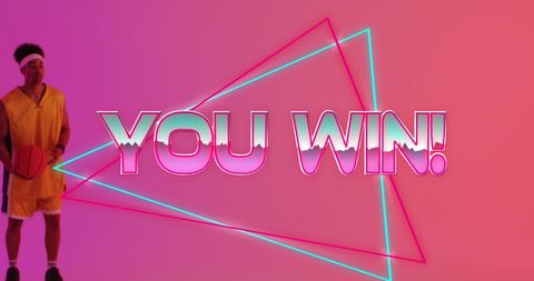 Neon Triangles and Winning Basketball Player Creative Graphic - Download Free Stock Images Pikwizard.com