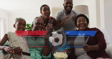 Family cheering sports game mood